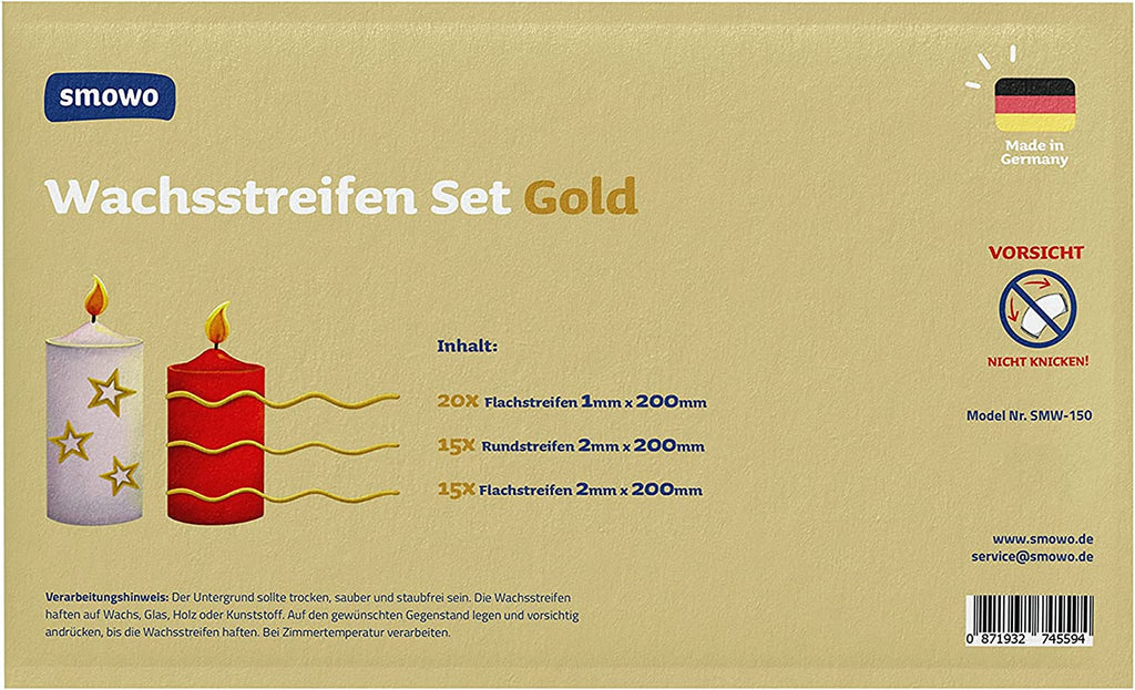 50 Stück Wachsstreifen Gold Set 200mm Mein Shop 