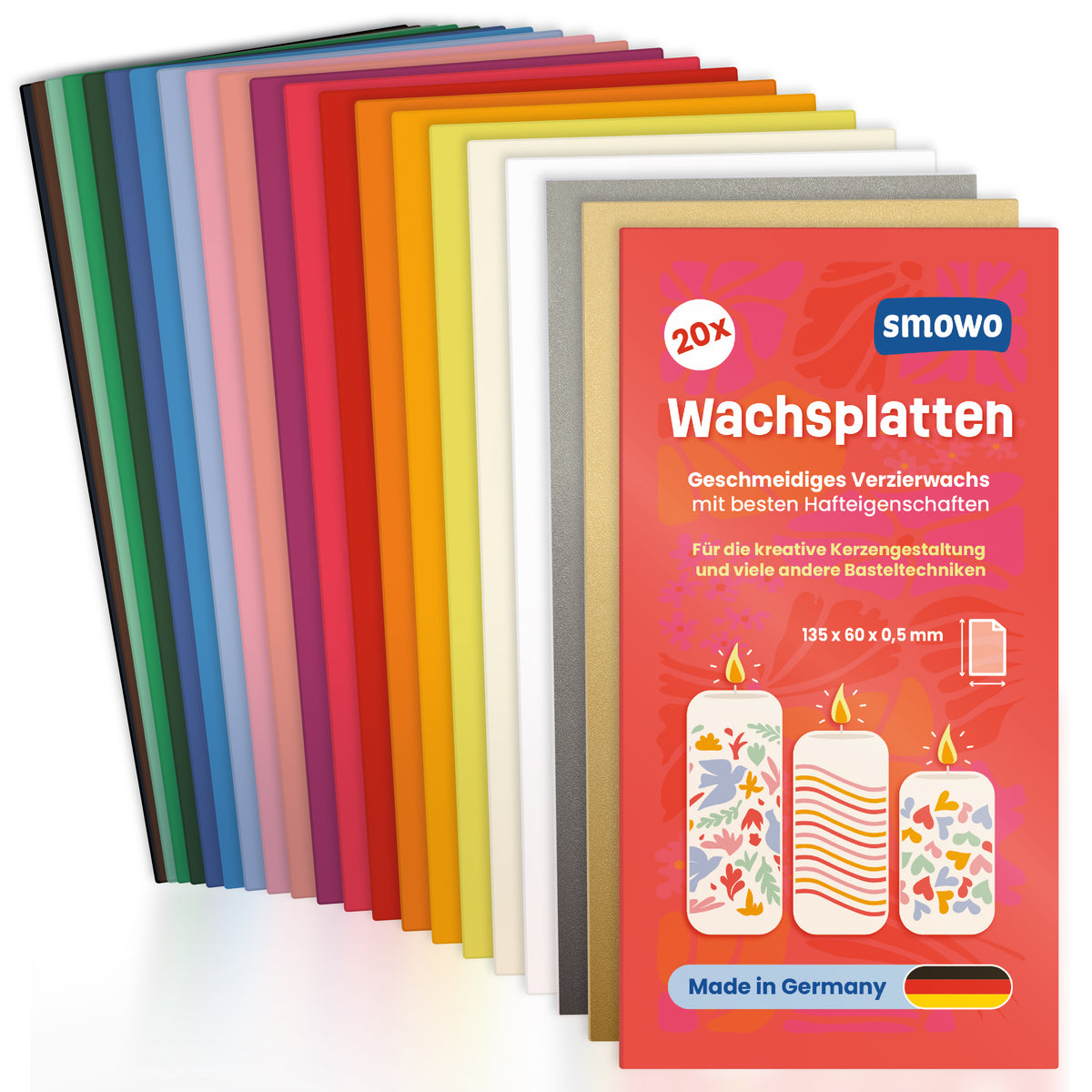 20 Wachsplatten zum dekorieren & verzieren von Kerzen