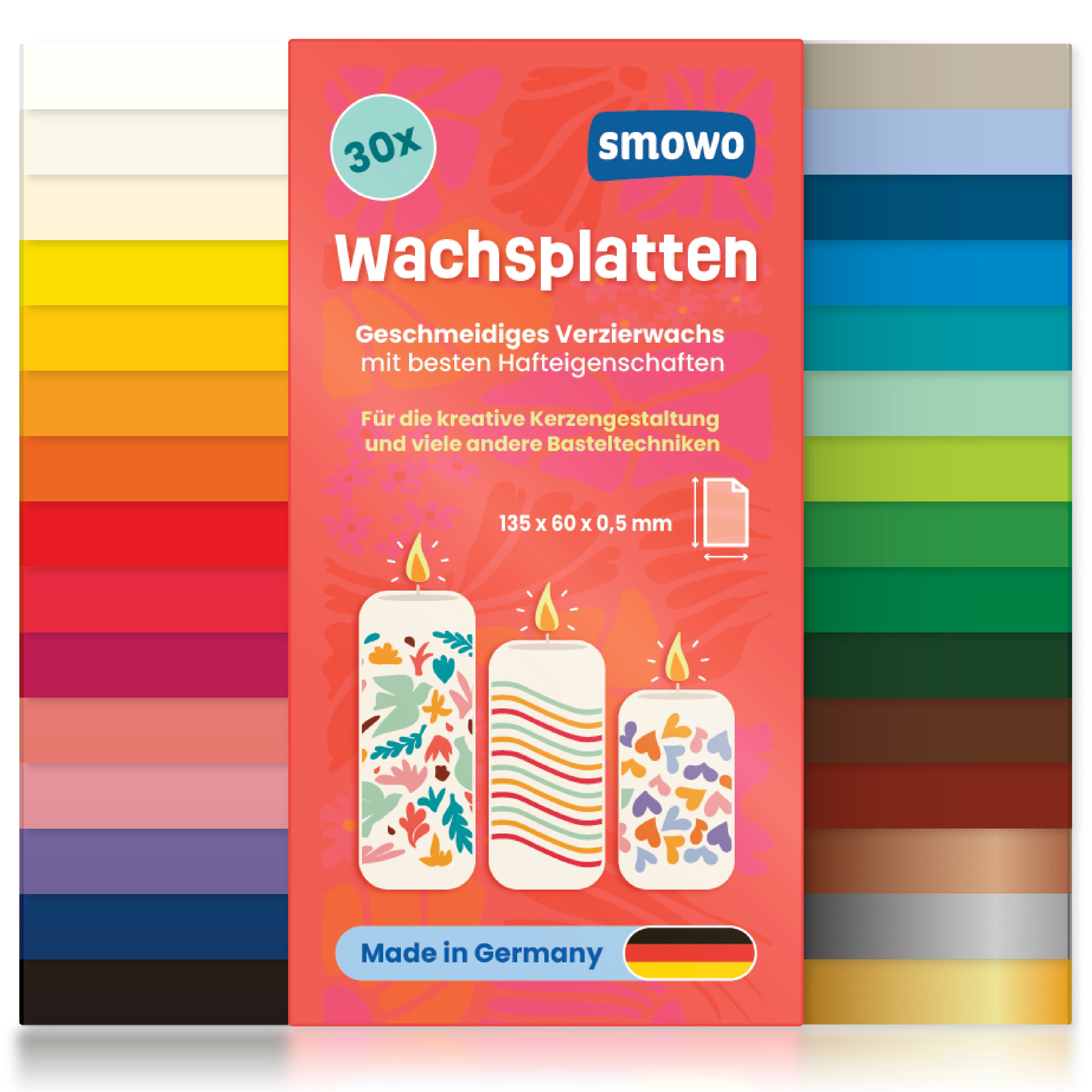 30 Wachsplatten zum Gestalten, Dekorieren und Verzieren von Kerzen – Smowo Shop