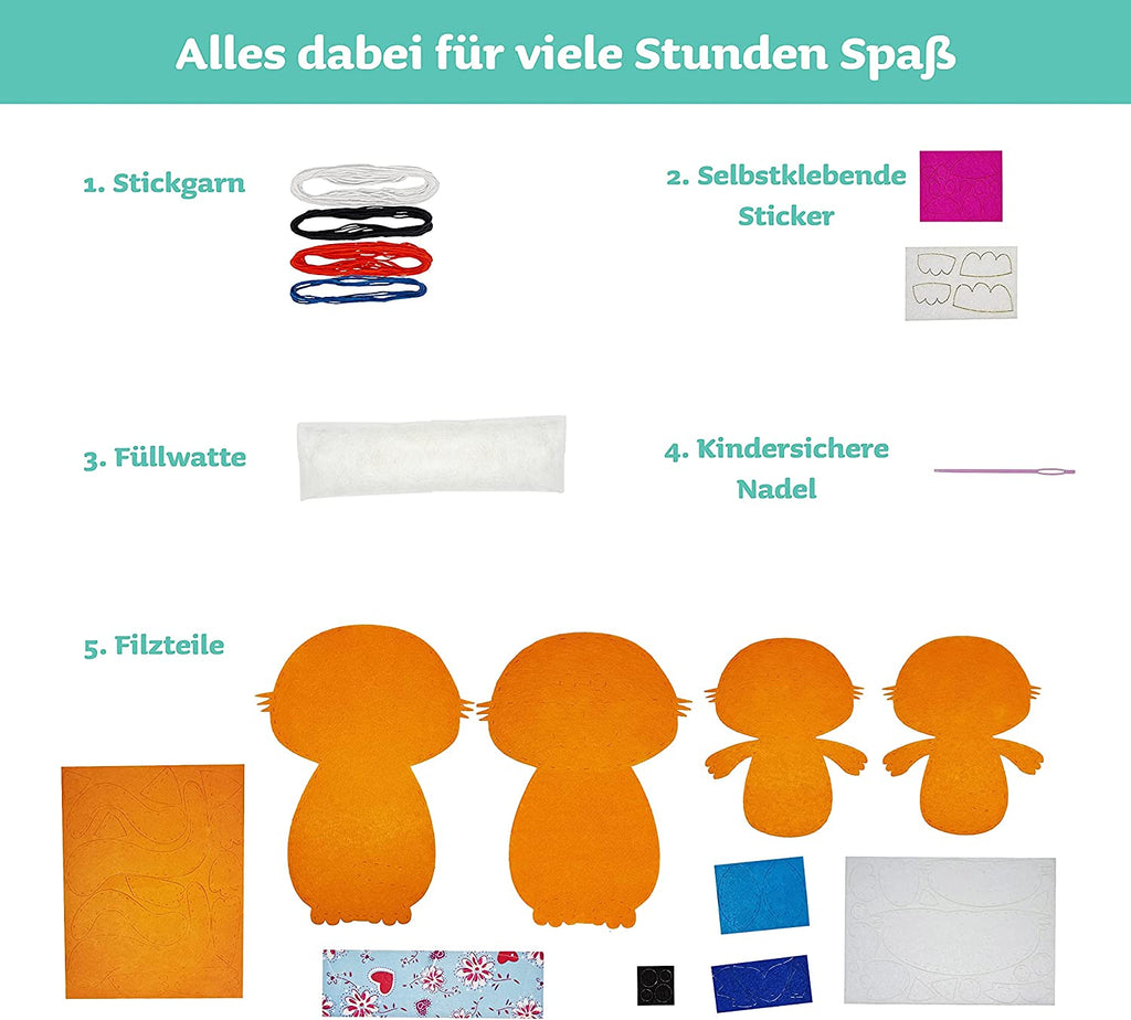 Filz Nähset für Kinder - Stofftiere selber nähen inklusive Nähanleitung & Video Mein Shop 