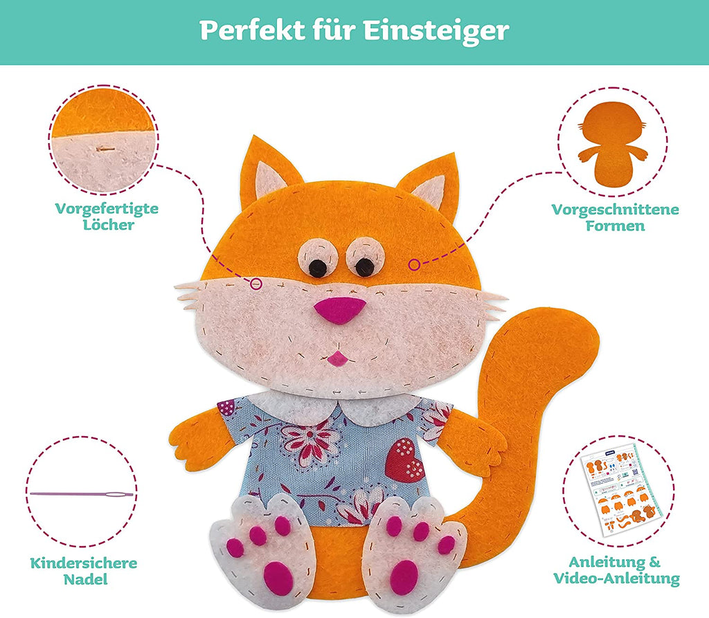 Filz Nähset für Kinder - Stofftiere selber nähen inklusive Nähanleitung & Video Mein Shop 